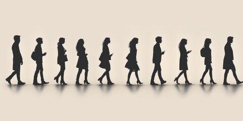 Naklejka premium People Walking Silhouettes.