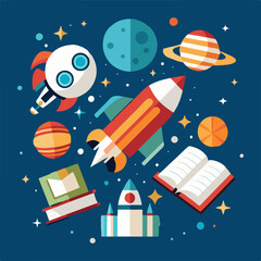 Naklejka premium a collection of space related images including space shuttles and spacers.