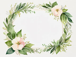 Naklejka premium Charming blank wedding card with soft floral illustrations.