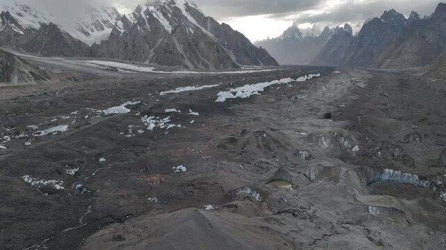 Landscapes surrounding Goro 2 campsite on the K2 Base Camp Trek in Pakistan.