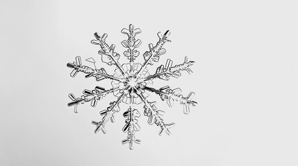 A minimalist drawing of an elegant snowflake featuring clean lines, showcasing winter beauty and simplicity in design
