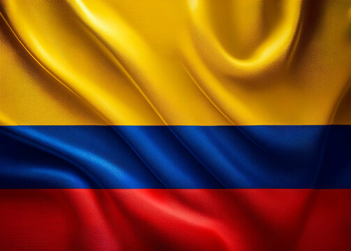 Bandera de Colombia con pliegues.