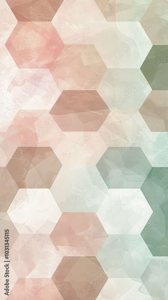 Poster geometric wallpaper featuring soft hexagonal patterns in pastel hues for modern interior design aest