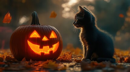 Black Cat and Jack-O-Lantern.