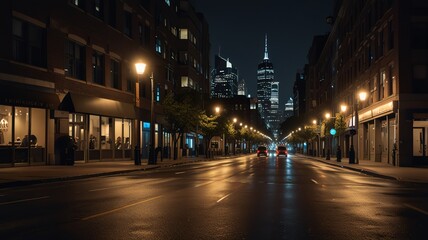 Obraz premium a city at night with the building in the background