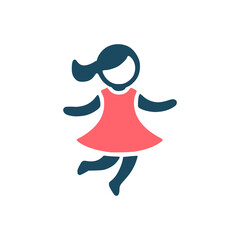 playful little kid girl fun logo vector illustration template design