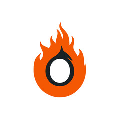 letter O with fire logo vector illustration template design
