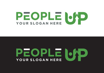 people up logo design. human development logo, human logo achieving success
