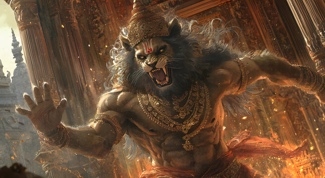 Lion God in a Temple.