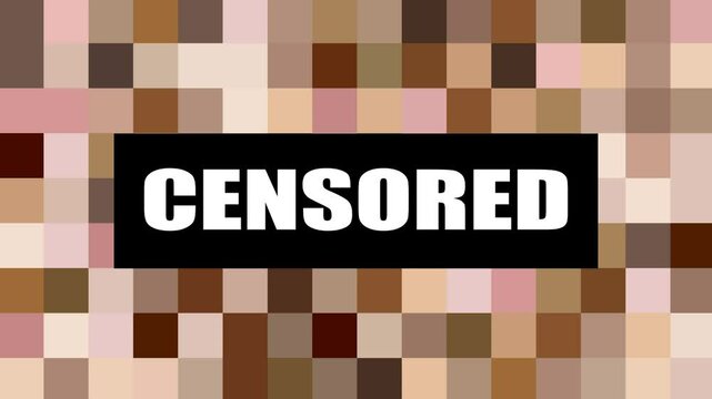 Censored icon with changing pixels. Animation with the concept of censorship and inappropriate content.