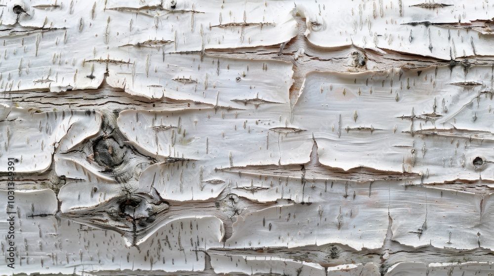 Poster the bark of a tree is shown with many small holes and ridges. the bark is white and has a rough text