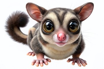 Fototapeta premium Cute Sugar Glider 3D Rendering on Transparent Background for Stock Photography Needs