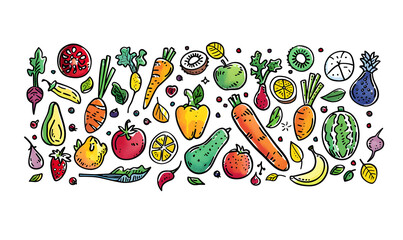 vegetable and fruits photo or illustrator on white background