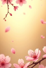 Ethereal Cherry Blossom Blizzard: Ultra-High-Resolution Artwork Featuring Delicate Petals Dancing in a Luxurious Golden Gradient Background