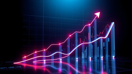 Futuristic Business Growth Chart with Light Effects