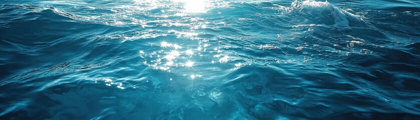 Sparkling Sunlight on Ocean Waves Creating a Serene and Tranquil Seascape with Deep Blue Water and Gentle Ripples