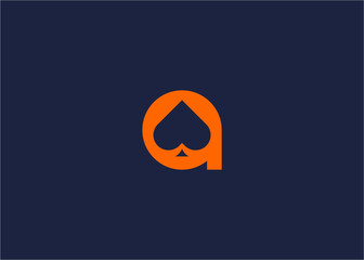 A stylized letter 'a' integrated with a spade symbol in orange on a dark blue background.