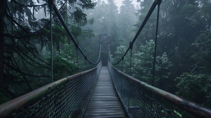 Obraz premium Suspension bridge in the rainforest