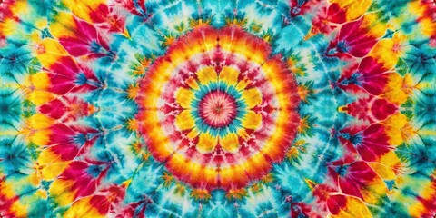 Abstract Tie Dye Pattern in Vibrant Hues of Red, Yellow, and Blue