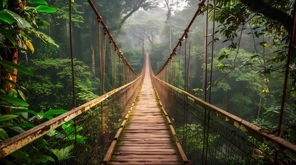 Obraz premium Suspension bridge in the rainforest