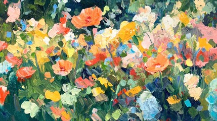 Vibrant Abstract Floral Artwork in Bright Colors