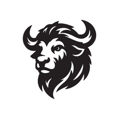 Fototapeta premium a buffalo animal logo icon silhouette vector illustration