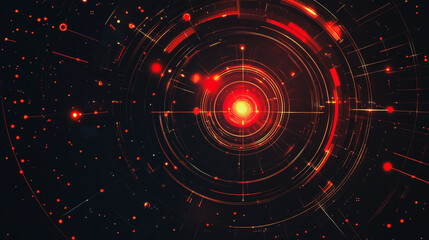 Fototapeta premium Abstract black background with Colorful circle lines. Digital future technology . Abstract business connection of lines from nodes innovation of communication in the network