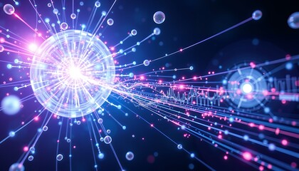 Naklejka premium Futuristic Technology Background with Glowing Circuits and Digital Data Streams