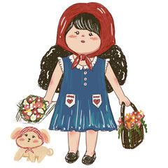 child, doll, dress, cartoon, vector, baby, illustration, little, toy, christmas, hair, costume, isolated, fun, smile, beauty, childhood, red, kid, cute, matryoshka, decoration, child, cartoon, summer,