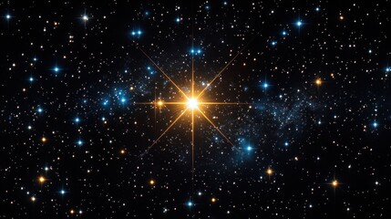 Obraz premium A vibrant star shining amidst a backdrop of distant galaxies.