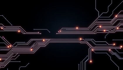 Futuristic Technology Background with Glowing Circuits and Digital Data Streams