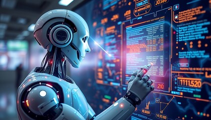 Futuristic Technology Background with Glowing Circuits and Digital Data Streams