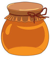 healthy yellow jam in jar illustration in PNG format with transparent background. Clip art for design with a traditional, simple and enchanting cartoon theme.