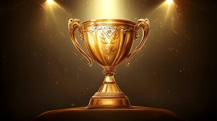 Golden Trophy with Spotlight.
