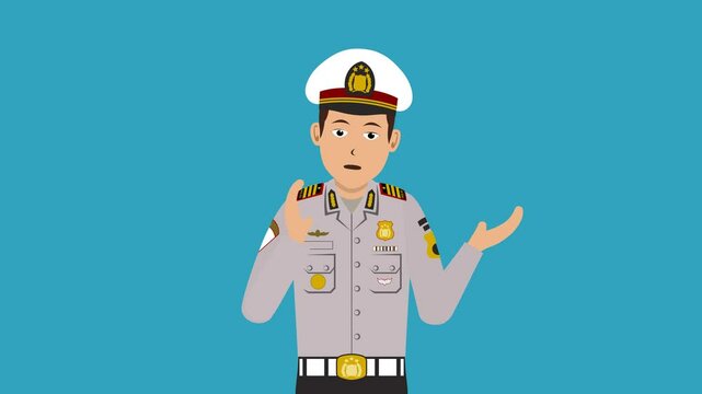 Indonesia Police Lipsync Presentation Animation Blue Background Video