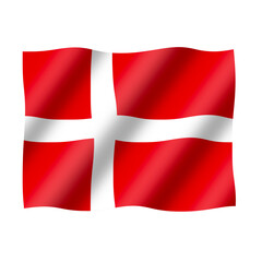 Obraz premium The national flag of denmark flies beautifully