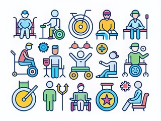 Disability Line Icon Set for Inclusive Design and Accessibility Awareness