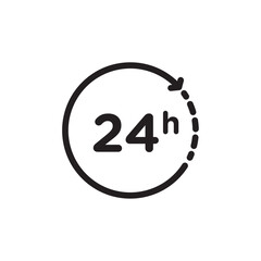 24 hours icon Thin line flat illustration