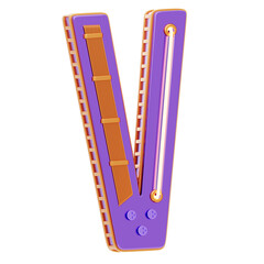 Obraz premium V Letter 3D Shape Future Essence Text. 3D Icon