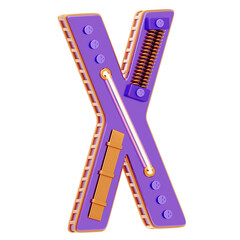 X Letter 3D Shape Future Essence Text. 3D Icon