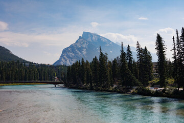 The view of Mt.Rundle and Bow River from downtown.