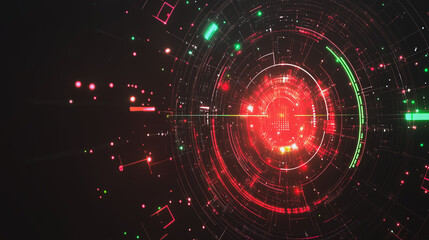 Fototapeta premium Abstract black background with Colorful circle lines. Digital future technology . Abstract business connection of lines from nodes innovation of communication in the network