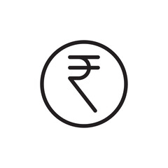 Indian rupee icon Thin line flat illustration