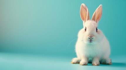 Obraz premium Elegant Calm Bunny Posed on Light Background