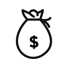 Money bag icon Thin line flat illustration