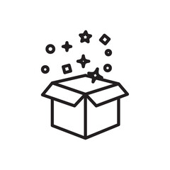 Open gift box icon Thin line flat illustration