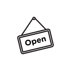 Open sign Thin line flat illustration