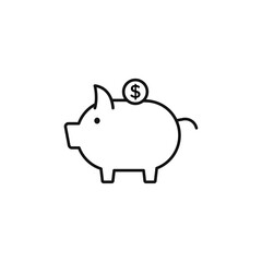 Piggy bank icon Thin line flat illustration
