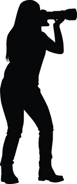 recommend clip art: Photographer full body silhouette illustration. People taking picture using camera.