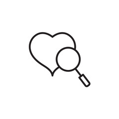Search heart icon Thin line flat illustration